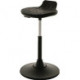 Tabouret pivotant base disque en plastique, mousse polyuréthane intégrée noire, réglage en hauteur d'assise 490-680 mm