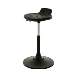 Tabouret pivotant base disque en plastique, mousse polyuréthane intégrée noire, réglage en hauteur d'assise 490-680 mm