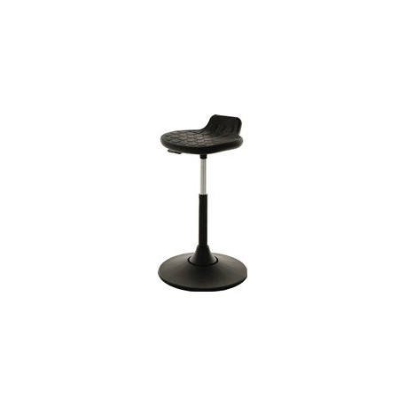 Tabouret pivotant base disque en plastique, mousse polyuréthane intégrée noire, réglage en hauteur d'assise 490-680 mm