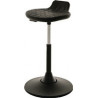 Tabouret pivotant base disque en plastique, mousse polyuréthane intégrée noire, réglage en hauteur d'assise 490-680 mm