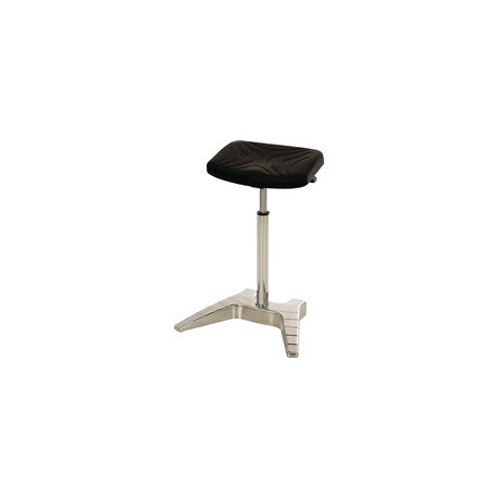 Assis debout, mousse polyuréthane intégrée, réglage de la hauteur d'assise 700-880 mm, aluminium poli avec roulettes de transport LOTZ
