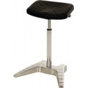 Assis debout, mousse polyuréthane intégrée, réglage de la hauteur d'assise 700-880 mm, aluminium poli avec roulettes de transport LOTZ