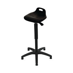 Assis debout, mousse intégrale polyuréthane, réglage de la hauteur d'assise 570-820 mm, base en plastique avec patins de sol