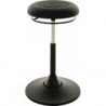 Tabouret pivotant base disque en plastique, mousse polyuréthane intégrée noire, réglage en hauteur d'assise 510-700 mm