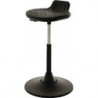 Tabouret pivotant base disque en plastique, mousse polyuréthane intégrée noire, réglage en hauteur d'assise 490-680 mm