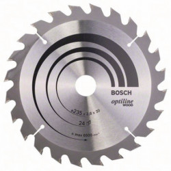Lame pour scie circulaire Optiline Wood Ext 235mm Z.24 WZ Larg coupe.2,8mm BOSCH