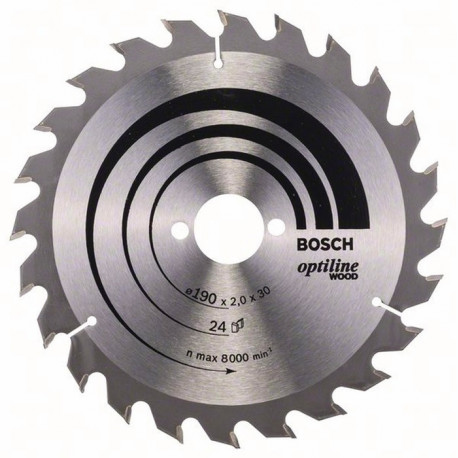 Lame pour scie circulaire Optiline Wood Ext 190mm Z.24 WZ Larg coupe.2mm BOSCH