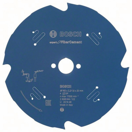 Lame pour scie circulaire Ext 165mm Z.4 TCG Percage 20mm Larg coupe.2,2mm HM BOSCH
