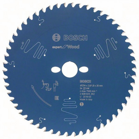 Lame pour scie circulaire Ext 254mm Z.54 WZ Percage 30mm Larg coupe.2,6mm HM BOSCH