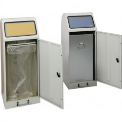 Poubelle de recyclage 70 l H1000xL400xP380mm gris clair, insert galvanisé RAL 7035, avec levier à pédale STUMPF (Par 4)