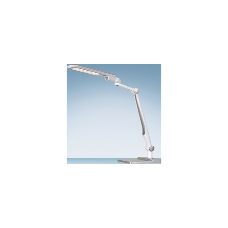Lampe de bureau LED Multiflex ABS, fer, PS blanc / argent hauteur 600 mm avec support et pince LED STYRO
