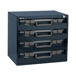 Coffre-fort Larg. 452 x P. 330 x H. 405 mm 4boît.rang. dont 2 av.24/25 godets amov. boîtier en tôle d acier/boîtes en PP RAACO