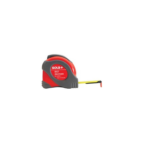 Mètre-ruban de poche Big T L.5m, l. bande19mm jaune cl. précision I avec touche stop SOLA