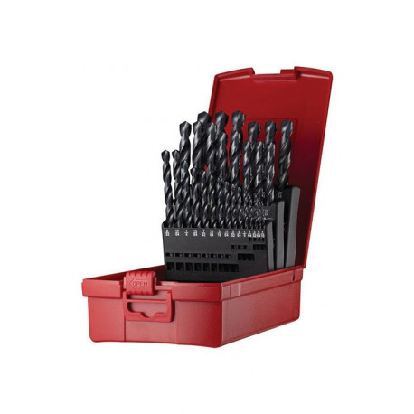 Jeu de forets hélicoïdaux A190 DIN 338 TypN D.1/16-1/2 x1/64 HSS 29 unités coffret plastique .DORMER
