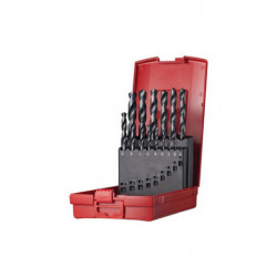 Jeu de forets hélicoïdaux A190 DIN 338 TypN D.1/16-1/2 x1/32 HSS 15 unités coffret plastique .DORMER