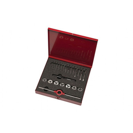 Jeu de filières et tarauds HS-2M M2-M6 23unités HSS Coffret métallique