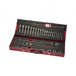 Jeu de filières et tarauds HS-14M M6-M20 34unités HSS Coffret métallique