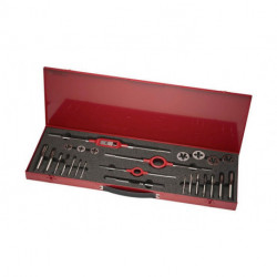 Jeu de filières et tarauds HS-26UNF UNF 1/4-3/4 25unités HSS Coffret métallique