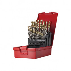 Jeu de forets hélicoïdaux A095 DIN 338 TypN D.1/16-1/2 x1/64 HSS 29 unités coffret plastique .DORMER