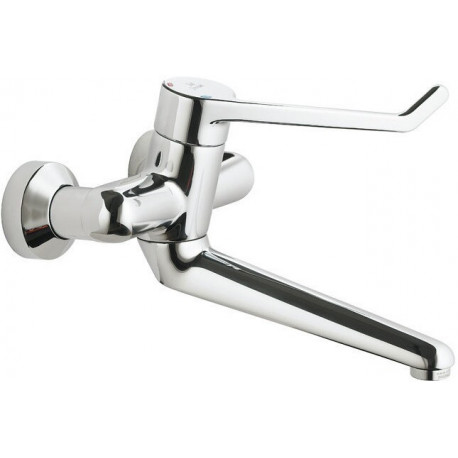 Robinet de sécurité mural pour lavabo monocommande CERAPLUS 280mm Levier 180mm verrouillable Connexions