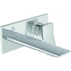 Mitigeur lavabo mural CHECK projection 180mm chrome avec rosace carrée, kit 2 IDEAL STANDARD