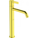 Mitigeur lavabo JOY projection 170 mm or brossé avec base allongée, sans bonde. NORME IDÉALE