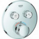 Thermostat GROHTHERM SMARTCONTROL rond, 2 robinets d'arrêt graphite dur brossé GROHE