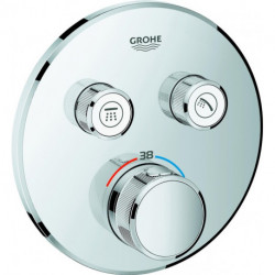 Thermostat GROHTHERM SMARTCONTROL rond, 2 robinets d'arrêt graphite dur brossé GROHE