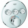Thermostat GROHTHERM SMARTCONTROL rond, 3 robinets d'arrêt graphite dur brossé GROHE