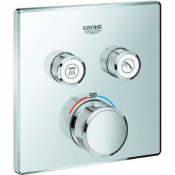 Thermostat GROHTHERM SMARTCONTROL carré, 2 robinets d'arrêt graphite dur GROHE