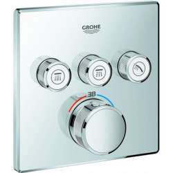 Thermostat GROHTHERM SMARTCONTROL carré, 3 vannes d'arrêt graphite dur GROHE