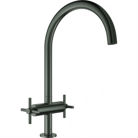 Robinet de cuisine 2 levier chrome graphite dur brossé