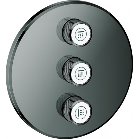 Robinet à encastrer triple Smart Control 29122 FMS rond graphite dur
