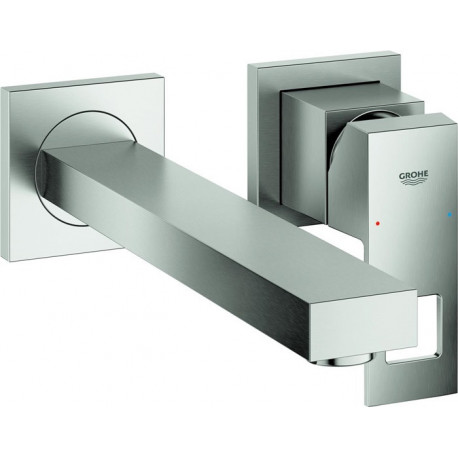 Mitigeur lavabo 2 trous EUROCUBE Montage mural 231mm acier