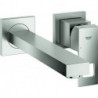 Mitigeur lavabo 2 trous EUROCUBE Montage mural 231mm acier