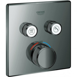 Thermostat GROHTHERM SMARTCONTROL angulaire, 2 robinets d'arrêt graphite dur GROHE