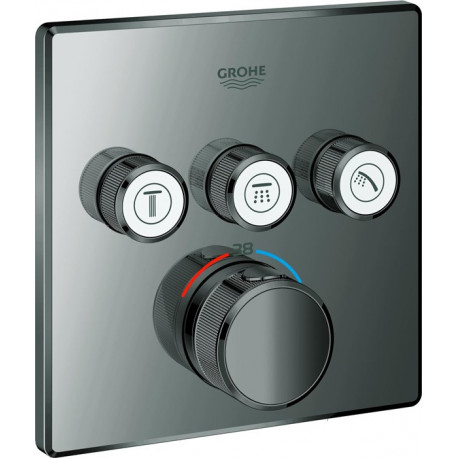 Thermostat GROHTHERM SMARTCONTROL angulaire, 3 vannes d'arrêt graphite dur GROHE