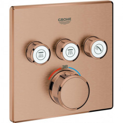 Thermostat GROHTHERM SMARTCONTROL angulaire, 3 vannes d'arrêt warm sunset brossé GROHE