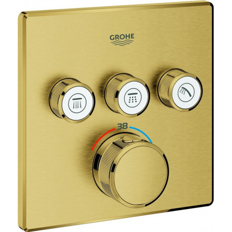 Termostato GROHTHERM SMARTCONTROL angular, 3 válvulas de cierre cool sunrise cepillado GROHE
