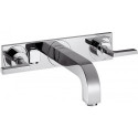 Set fin mél lav mural 3 trou s poign manavec plaque, bonde écoul libre chroméé