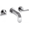 Set fin mél lav mural 3 trou s poign man, bec 162mm, bonde écoulement libre chromé 