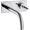 mitigeur lavabo encastré mural, bec 225mm, bonde à écoulement libre chroméé