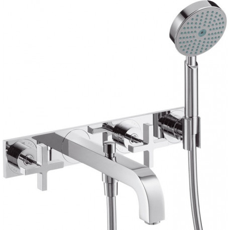 Set finition mél bain/douche 3 trou s encastréavec plaque chroméé