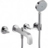 Set finition mél bain/douche 3 trou s encastré Poignées manettesavec rosaces chromé 