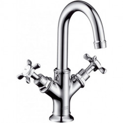 Mélongeur lavabo 160 pour petite vasqueavec tirette et vidage chroméé
