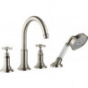 Mélongeur 4 trou s pour montage sur bord de carrelage nickel brossé