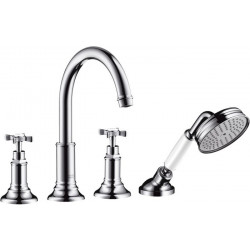 Mélongeur 4 trou s pour montage sur bord de baignoire nickel brossé