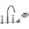 Mélongeur 4 trou s pour montage sur bord de baignoire nickel brossé