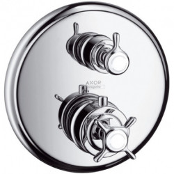 Set de finition mitigeur thermostatique encastré, robinet d'arrêt, nickel brossé