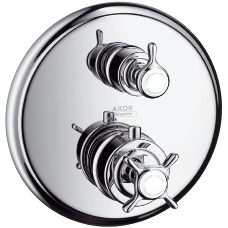 Set de finition mitigeur thermostatique encastré, robinet d'arrêt, nickel brossé